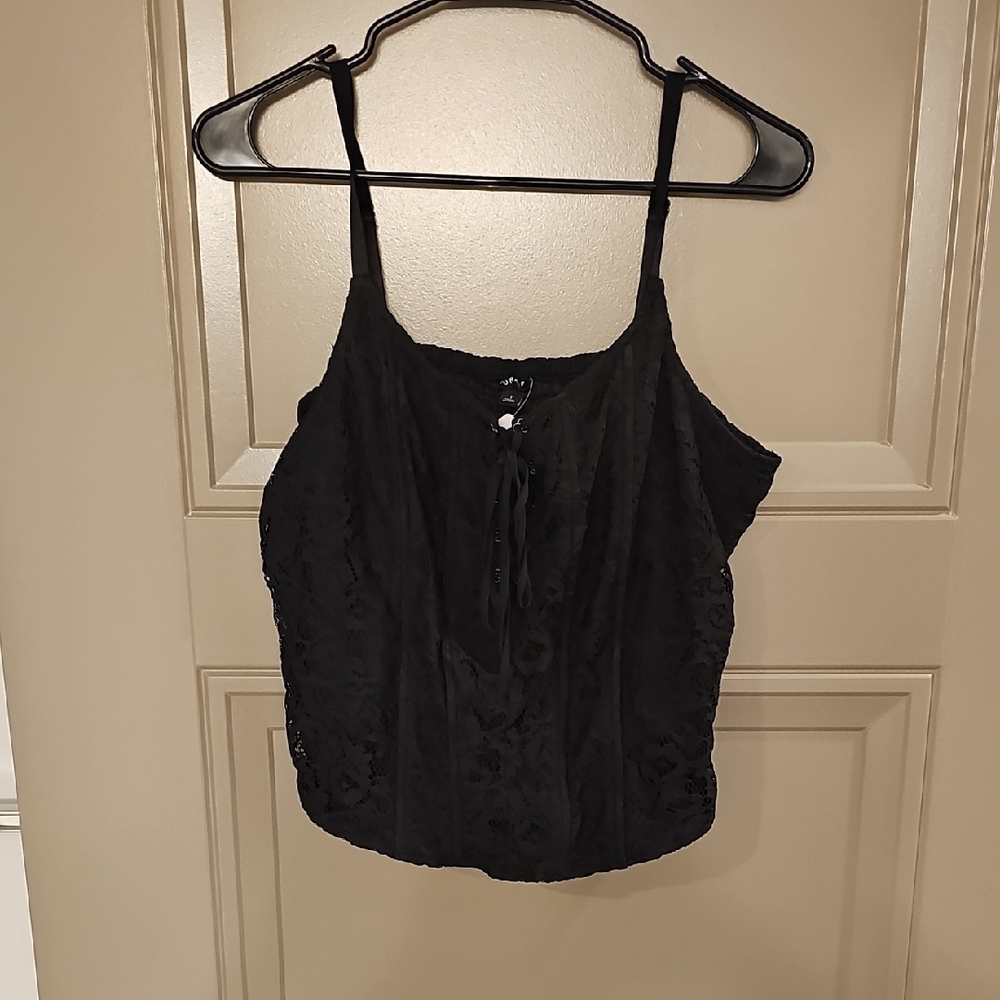 Torrid Black Tie Front Crop Camisole